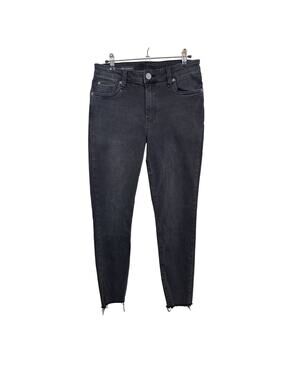 KUT from the Kloth Carlo Skinny Jeans Womens 8 Black High Rise Raw Hem